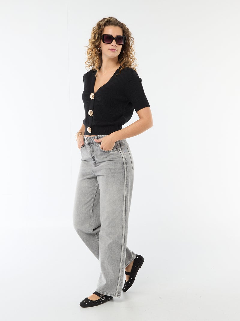 Gilet manches courtes à boutons fantaisies Noir - Kiabi