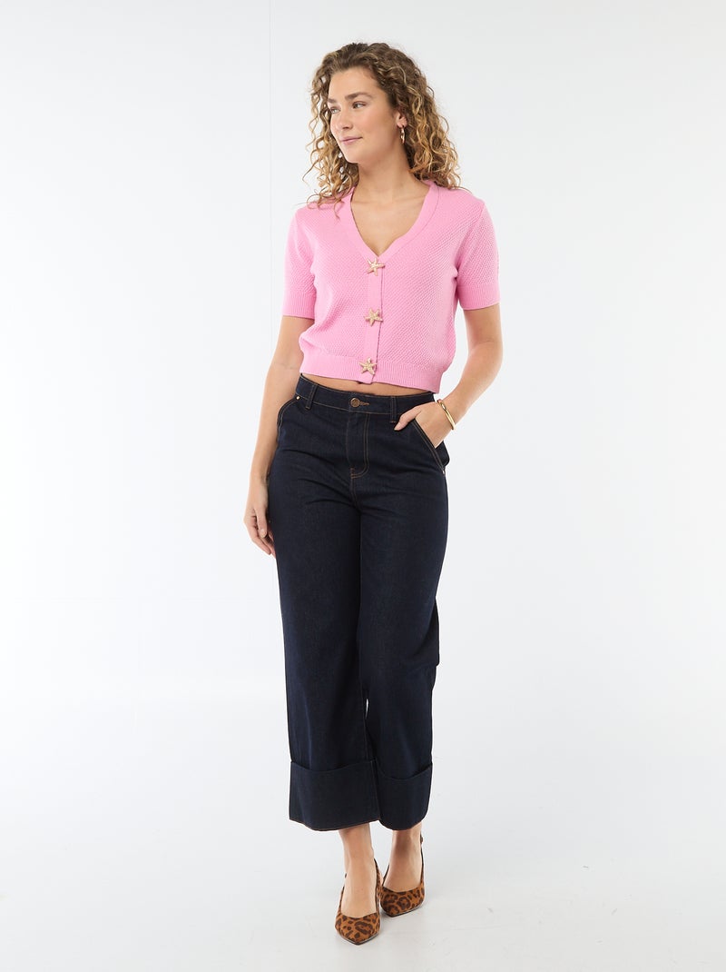 Gilet manches courtes à boutons fantaisies Rose - Kiabi