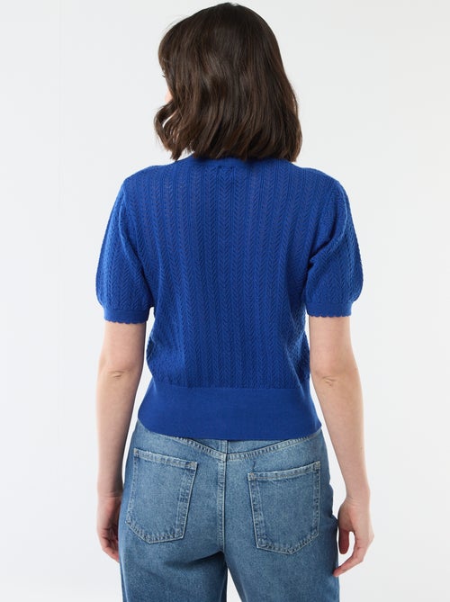 Gilet manches courtes en maille ajourée - Kiabi