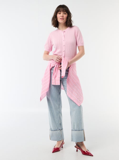 Gilet manches courtes en maille ajourée - Kiabi