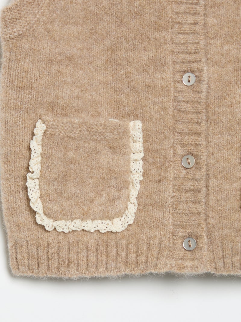Gilet sans manches avec poches brodées Marron - Kiabi