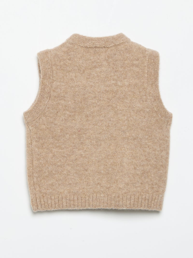 Gilet sans manches avec poches brodées Marron - Kiabi