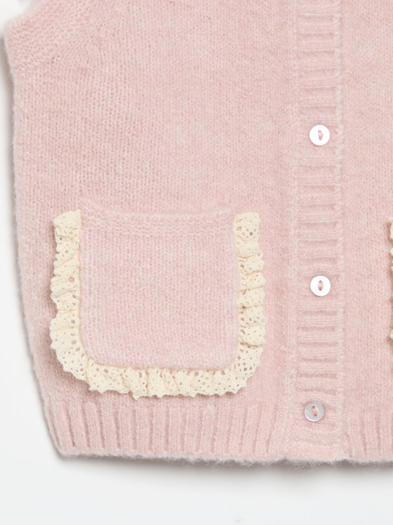 Gilet sans manches avec poches brodées Rose - Kiabi