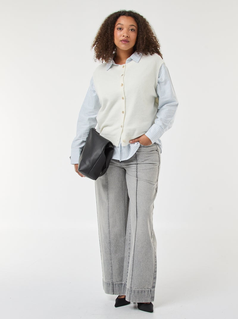 Gilet sans manches boutonné Beige - Kiabi