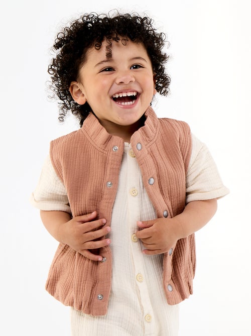 Gilet sans manches en double gaze de coton - Kiabi