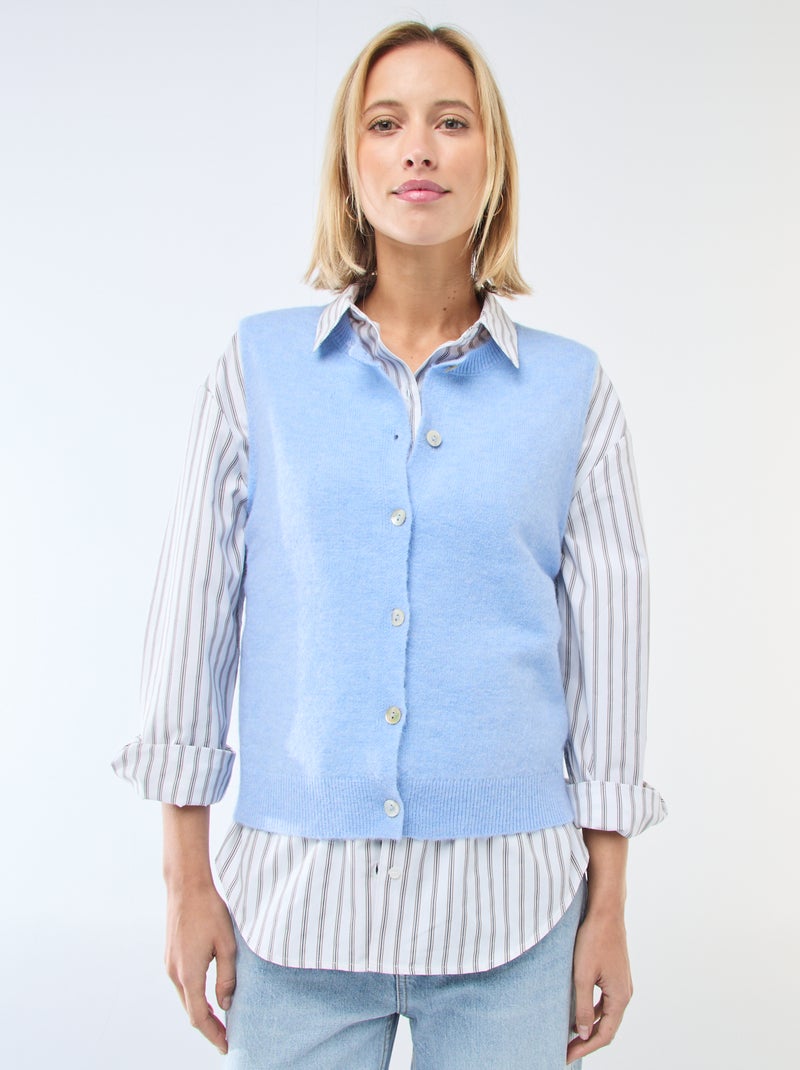 Gilet sans manches uni Bleu - Kiabi