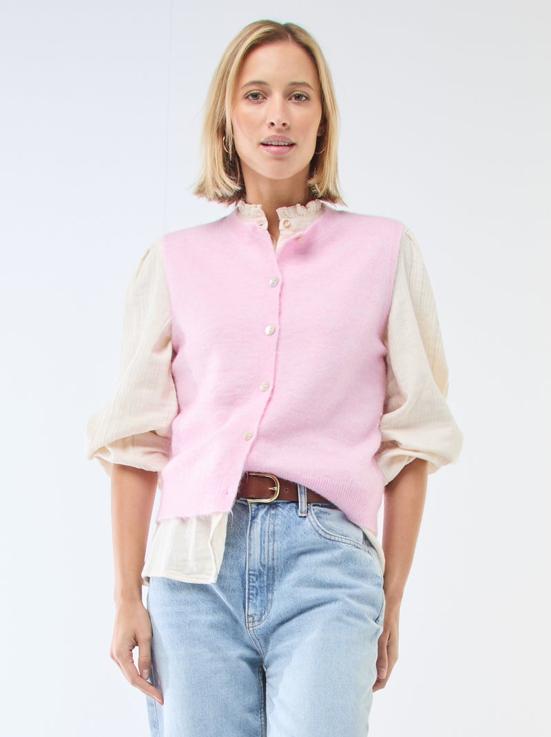 Gilet sans manches uni Rose - Kiabi