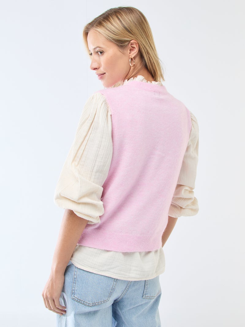 Gilet sans manches uni Rose - Kiabi