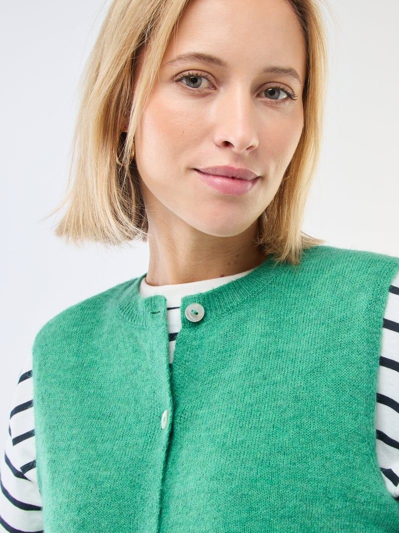 Gilet sans manches uni Vert - Kiabi