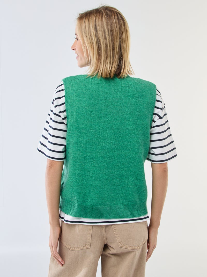 Gilet sans manches uni Vert - Kiabi