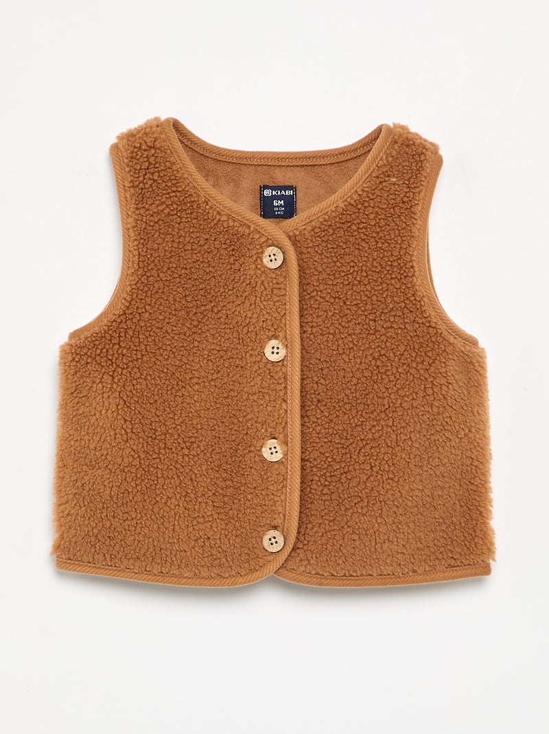 Gilet senza maniche effetto montone Beige - Kiabi