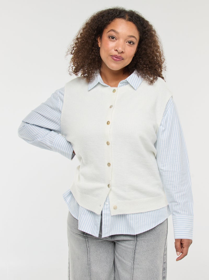 Gilet smanicato abbottonato Beige - Kiabi