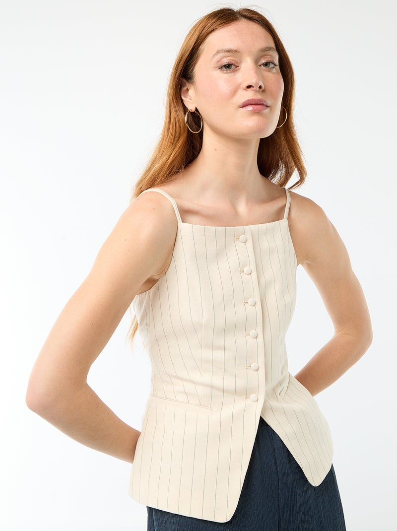 Gilet smanicato con bretelle Beige - Kiabi