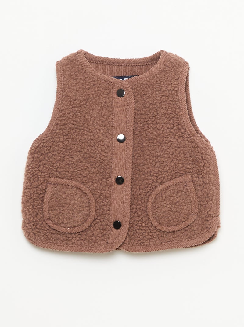 Gilet smanicato effetto montone Marrone - Kiabi