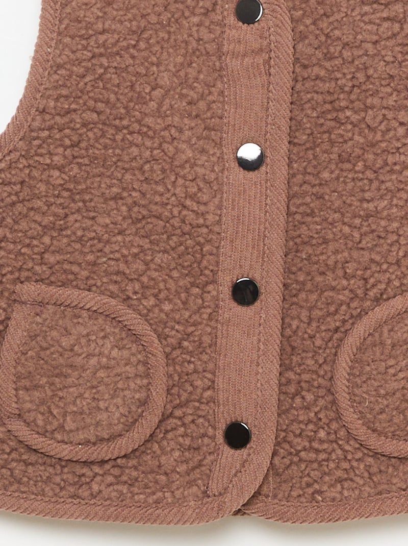 Gilet smanicato effetto montone Marrone - Kiabi