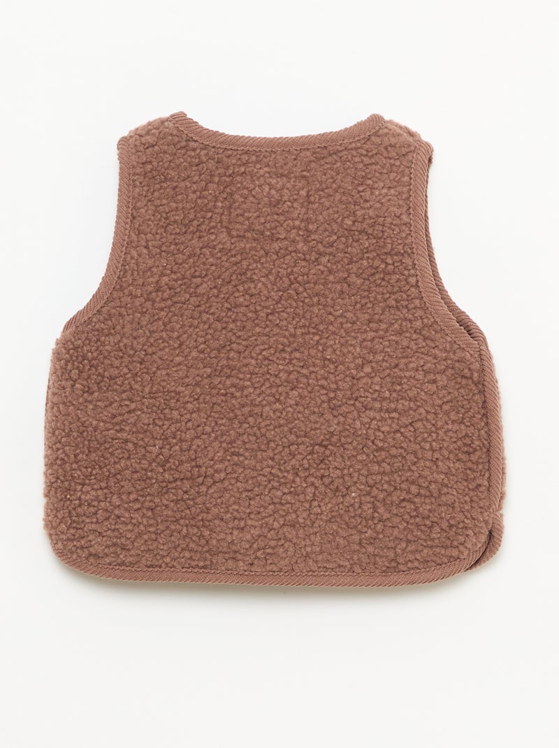 Gilet smanicato effetto montone Marrone - Kiabi