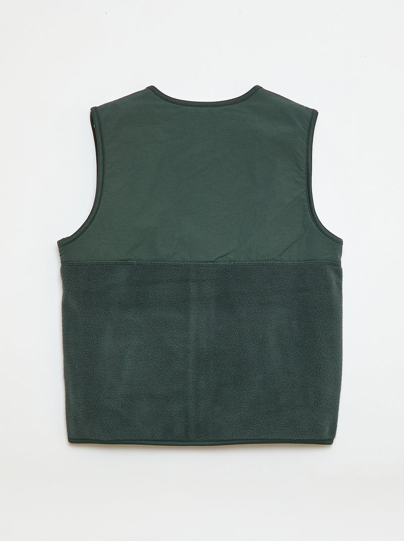 Gilet smanicato in pile Verde - Kiabi