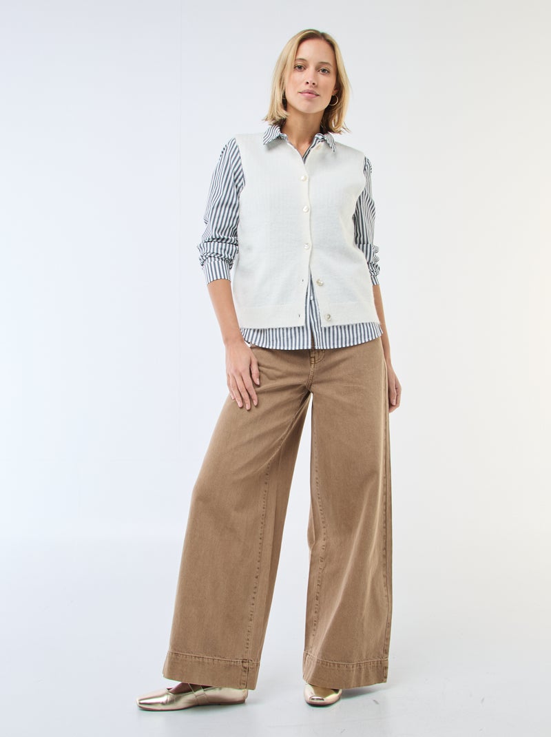 Gilet smanicato tinta unita Beige - Kiabi