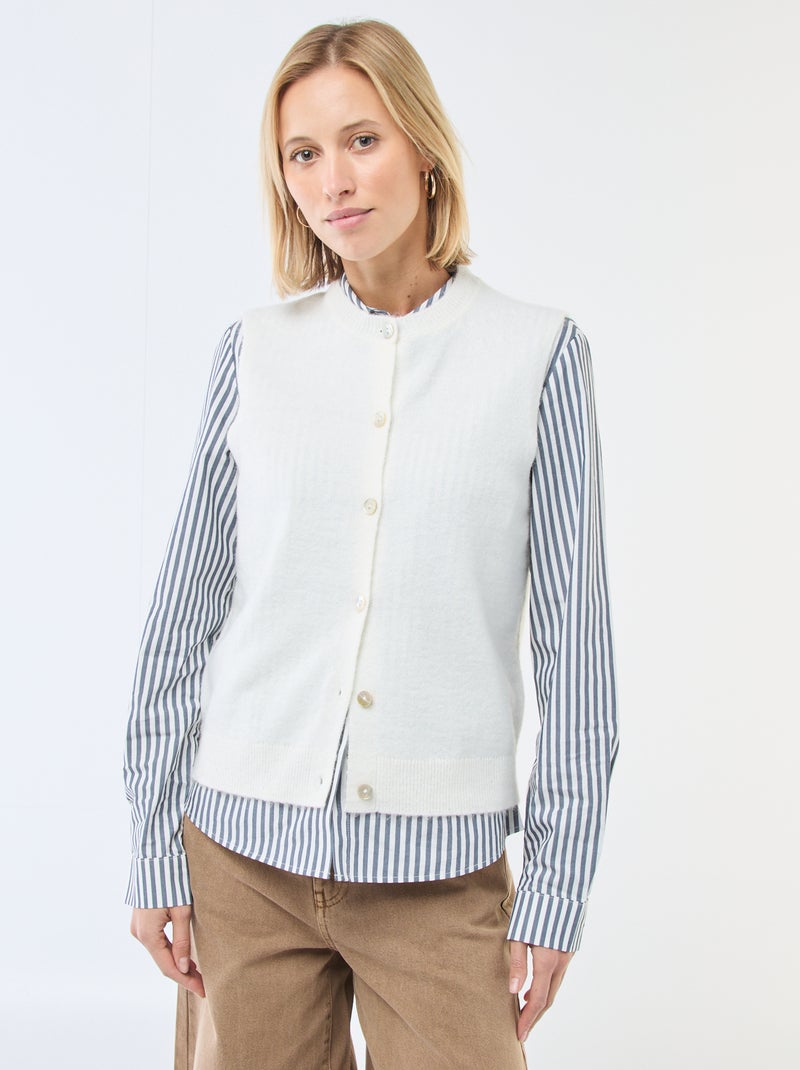 Gilet smanicato tinta unita Beige - Kiabi