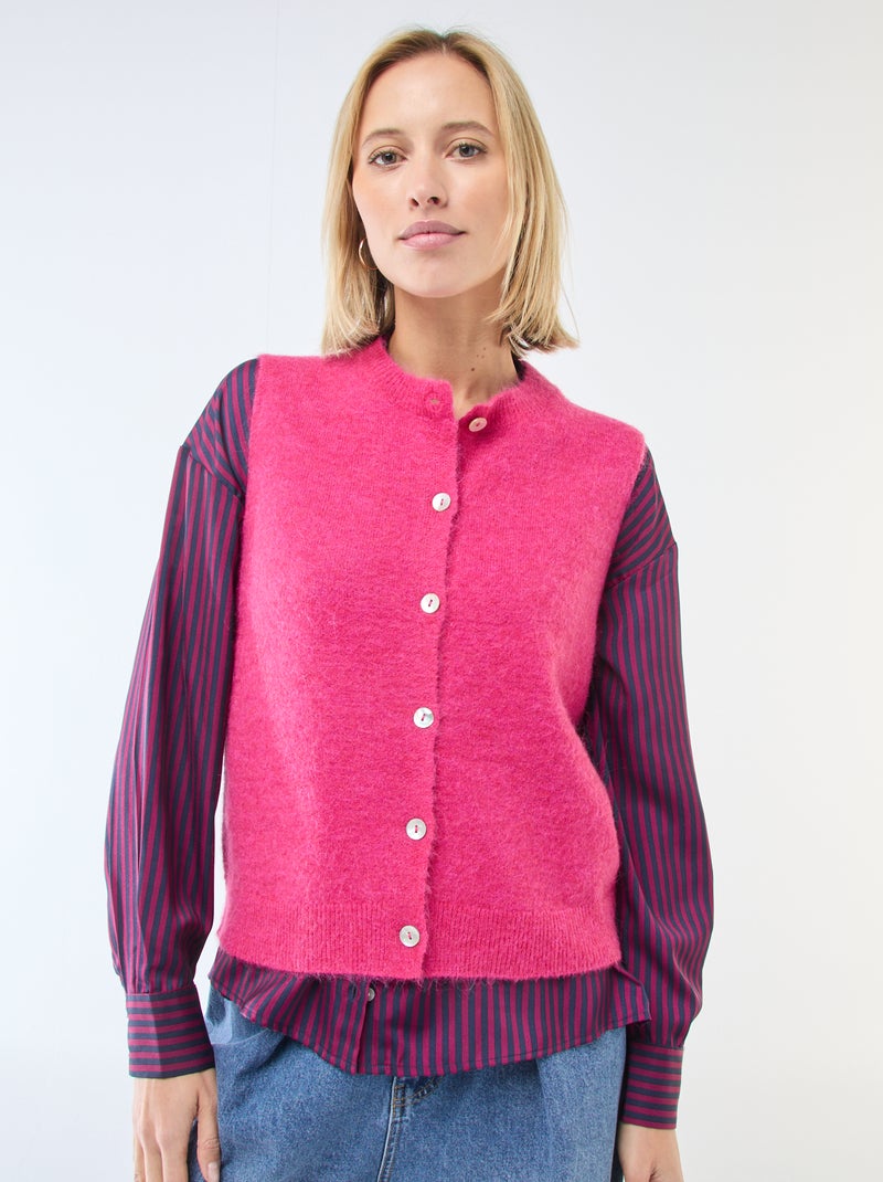 Gilet smanicato tinta unita Rosa - Kiabi
