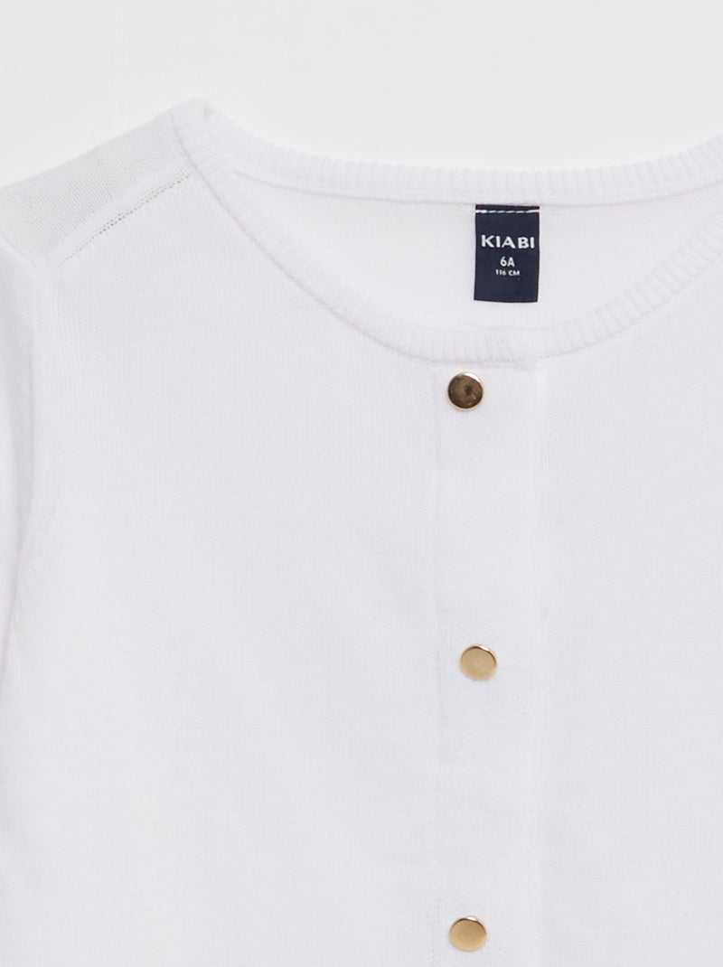 Gilet uni à pressions aimantées - collection facile à enfiler Blanc - Kiabi