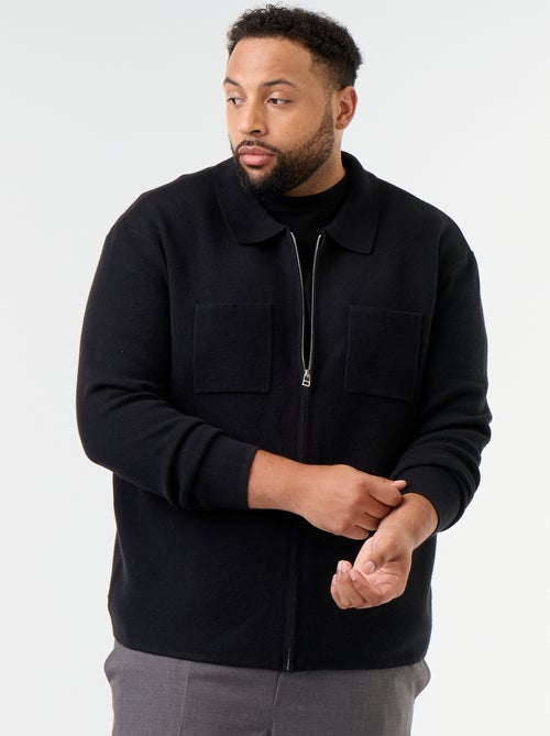 Gilet uni avec col chemise - Kiabi