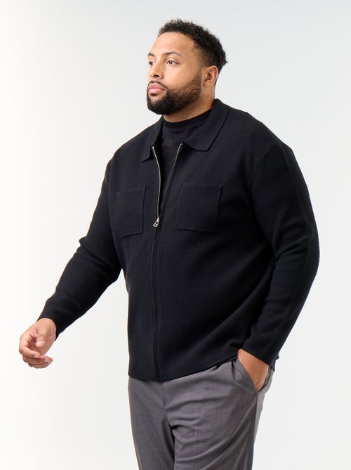 Gilet uni avec col chemise - Kiabi