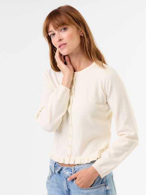 Gilet uni avec fausse fourrure au col - Kiabi