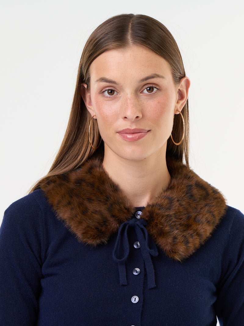 Gilet uni avec fausse fourrure au col Bleu - Kiabi