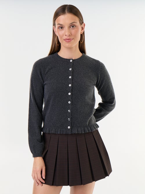 Gilet uni avec fausse fourrure au col - Kiabi