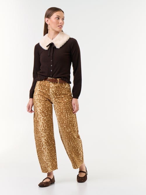 Gilet uni avec fausse fourrure au col - Kiabi