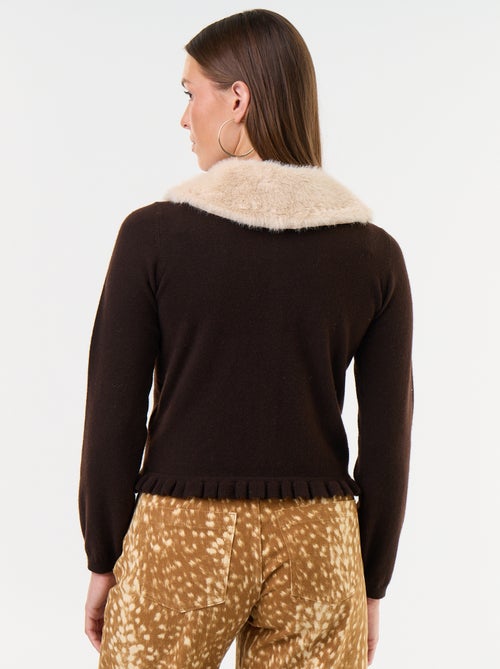 Gilet uni avec fausse fourrure au col - Kiabi