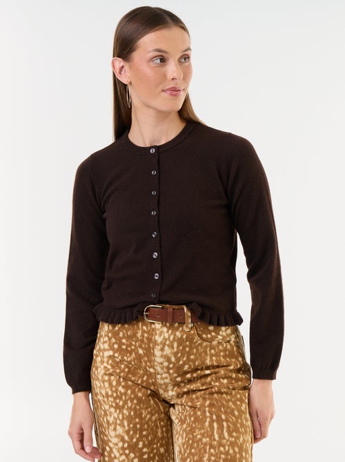 Gilet uni avec fausse fourrure au col - Kiabi