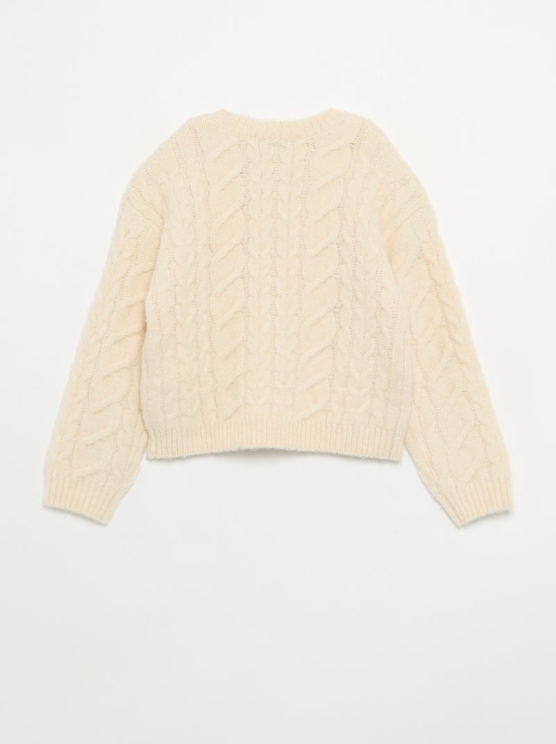 Gilet uni en maille fantaisie Beige - Kiabi