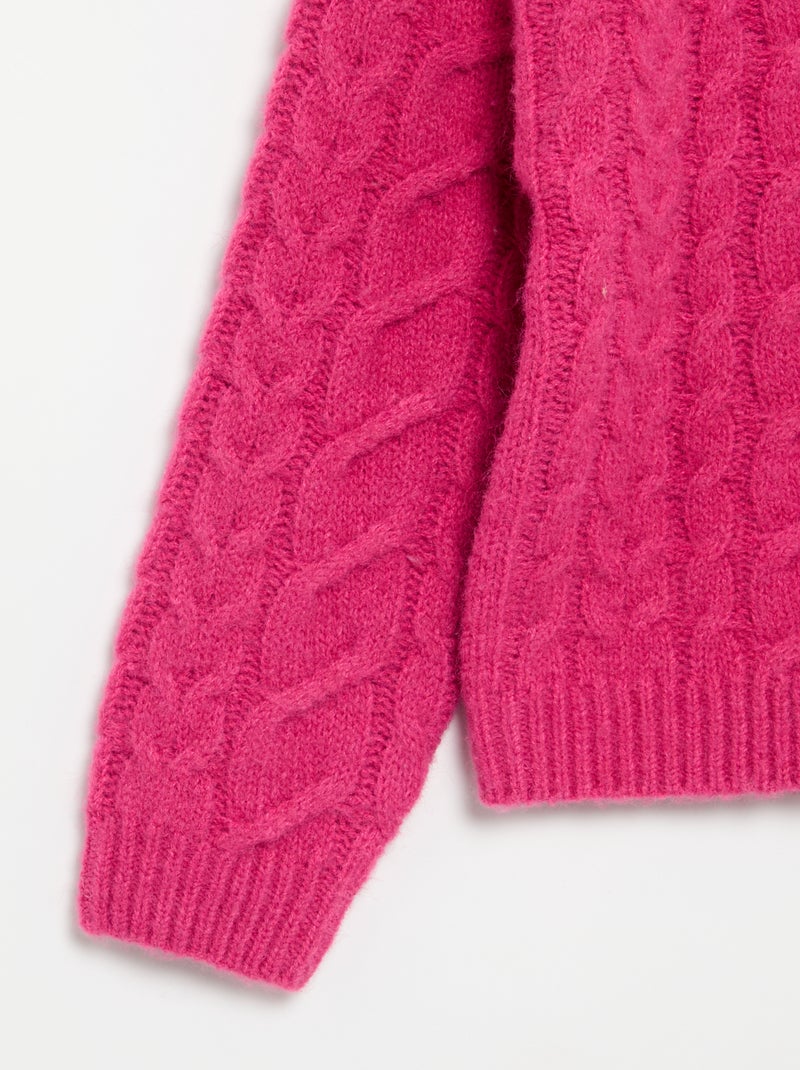 Gilet uni en maille fantaisie Rose - Kiabi
