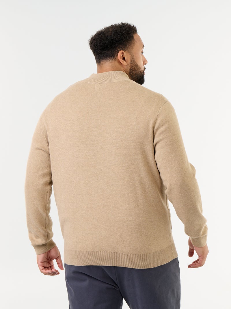 Gilet zippé à col montant Beige - Kiabi