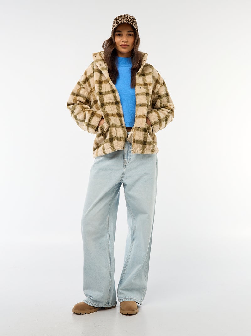 Gilet zippé à col montant effet moutonné Blanc - Kiabi