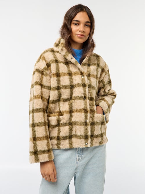 Gilet zippé à col montant effet moutonné - Kiabi