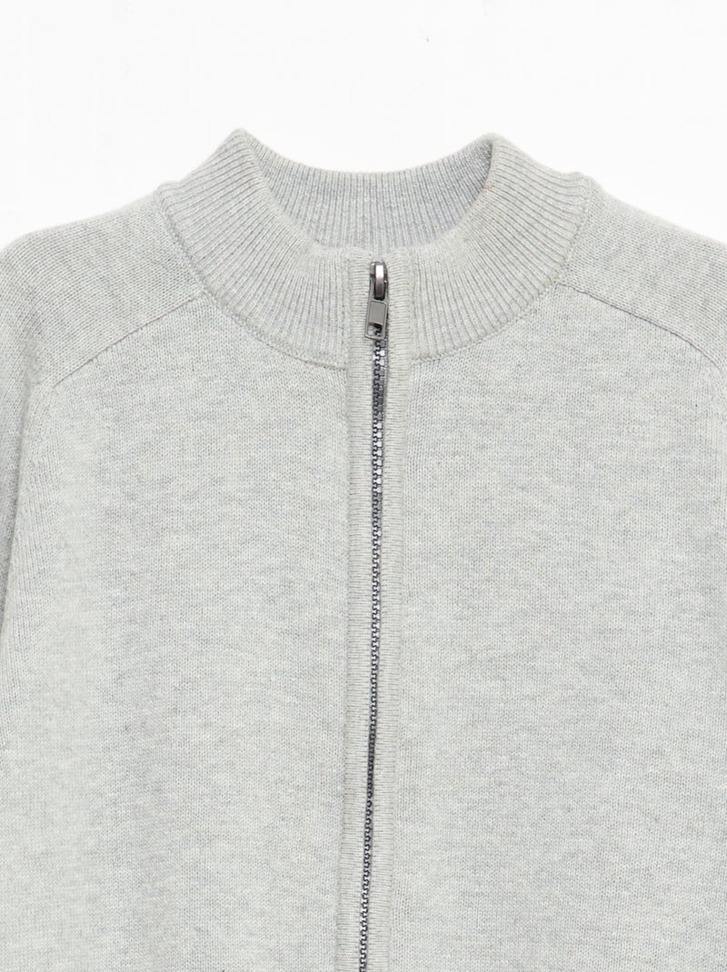 Gilet zippé à col montant Gris - Kiabi