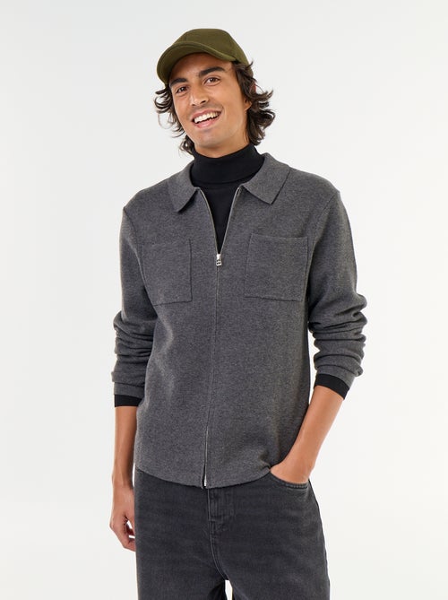 Gilet zippé avec col chemise - Kiabi
