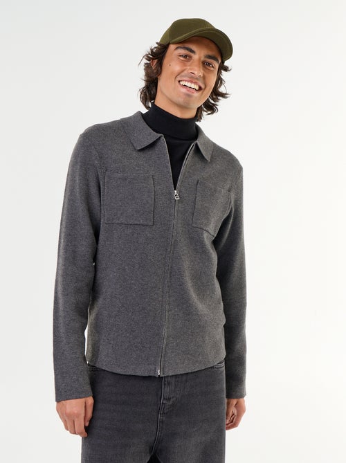 Gilet zippé avec col chemise - Kiabi