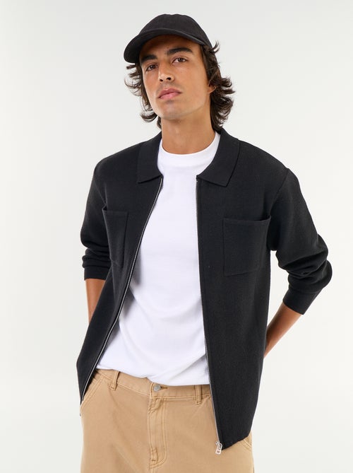 Gilet zippé avec col chemise - Kiabi