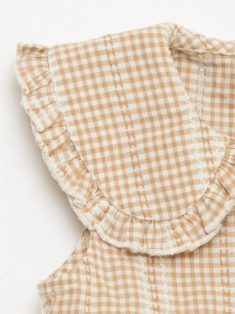 Gingham 2-piece blouse and trousers set Brown - Kiabi