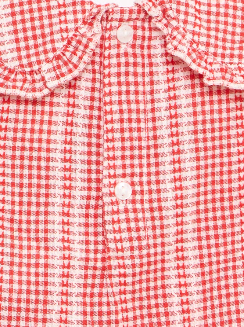 Gingham 2-piece blouse and trousers set Red - Kiabi