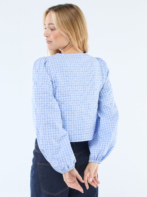 Gingham Blouse with Tie Details - Kiabi