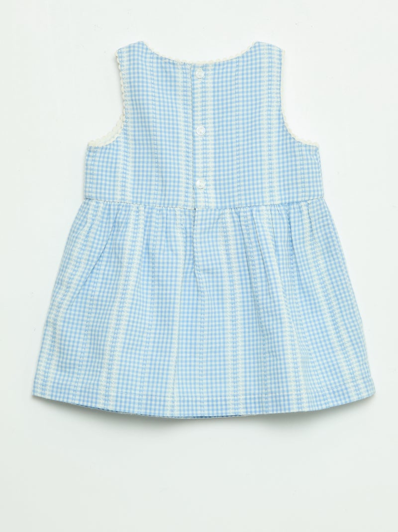 Gingham cotton gauze dress Blue - Kiabi