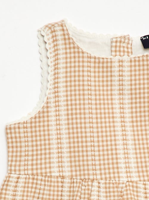 Gingham cotton gauze dress - Kiabi