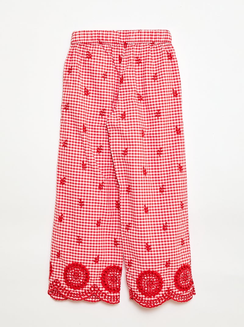 Gingham Cotton Trousers Red - Kiabi