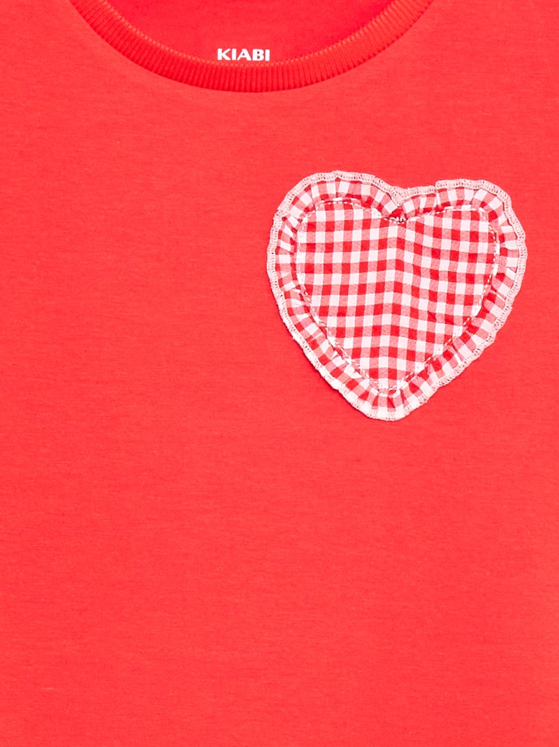 Gingham Patch T-shirt Red - Kiabi