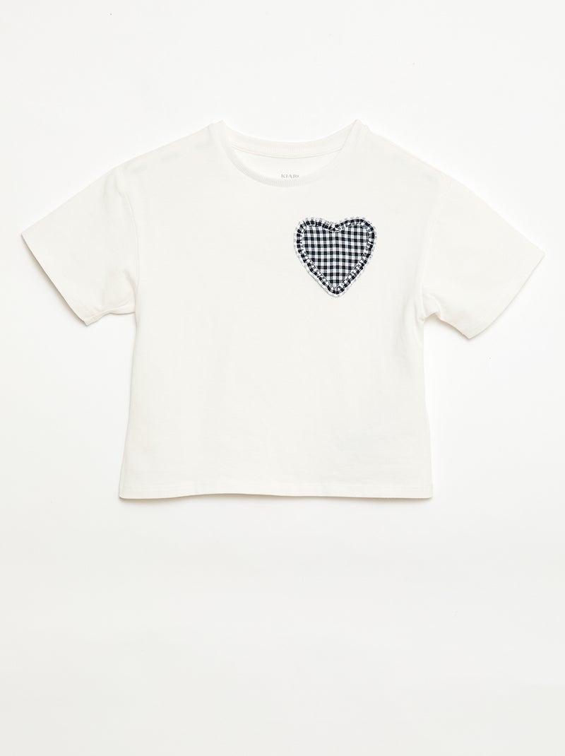 Gingham Patch T-shirt White - Kiabi